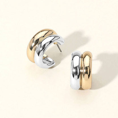 Darya Dual Chunky Two-Tone Hoop Earrings