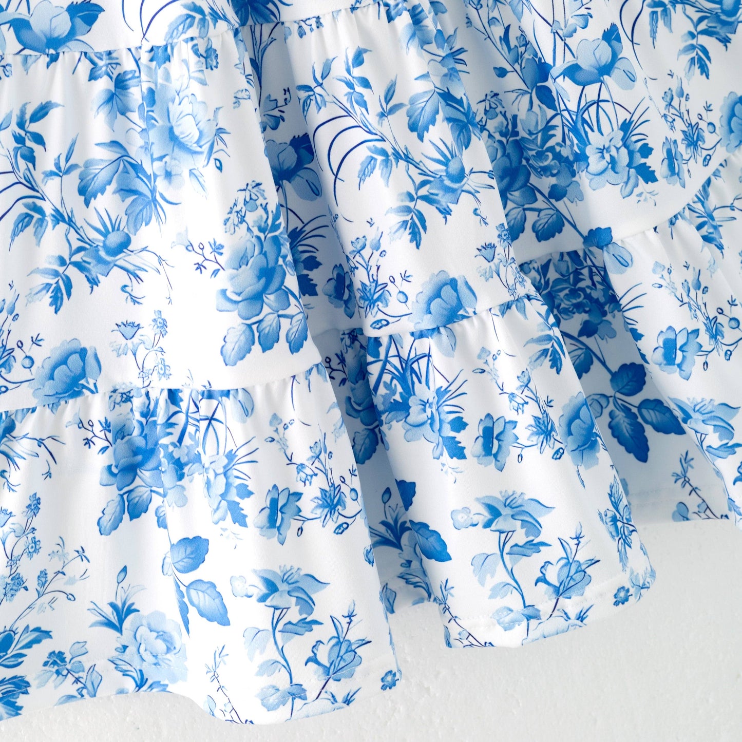 Girls Mayfield Floral Tiered Blue Dress