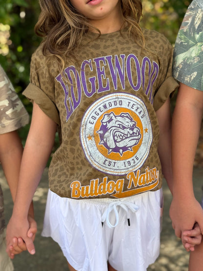 Kids Edgewood Bulldogs Vintage Badge Mascot Tee