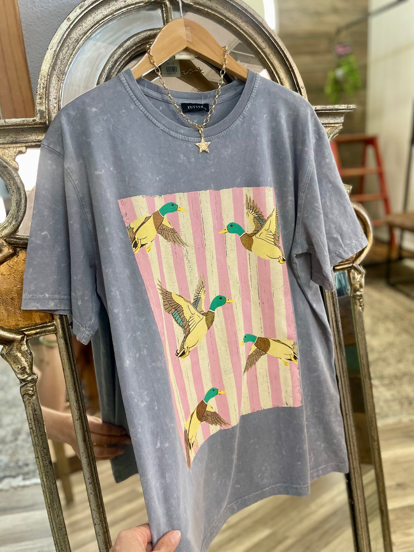 Striped Mallard Ducks Mineral Washed Tee