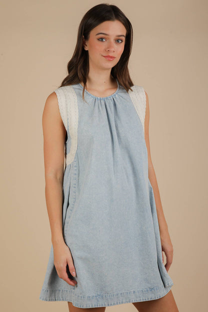 Maggie Chambray Eyelet Dress