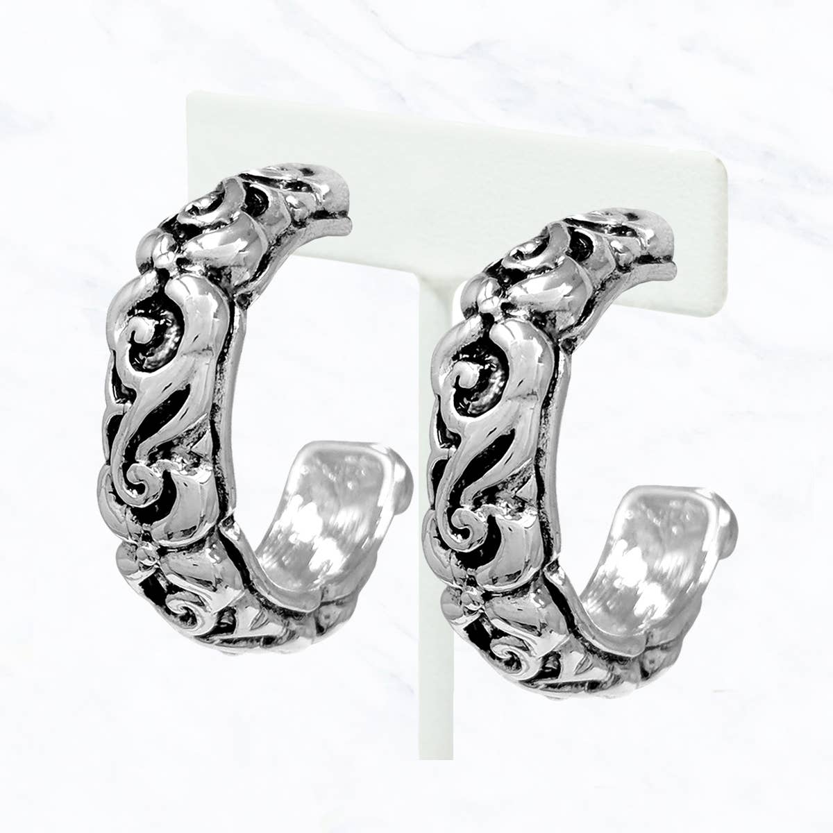 Rosalind Engraved Silver Hoops