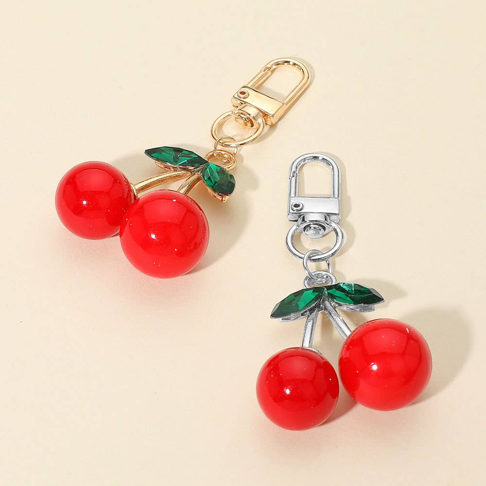 Cherry Rhinestone Bag Charm