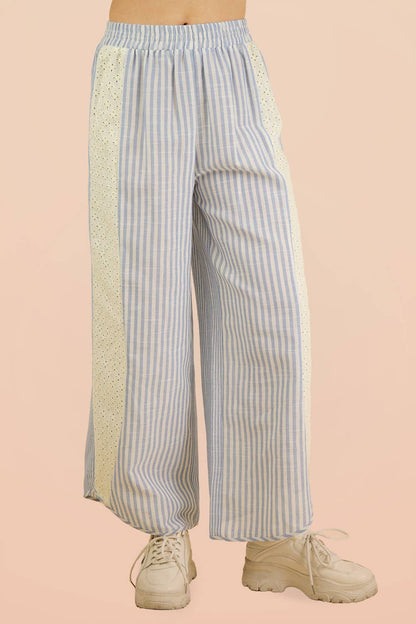Merritt Striped Lace Wide Leg Pants