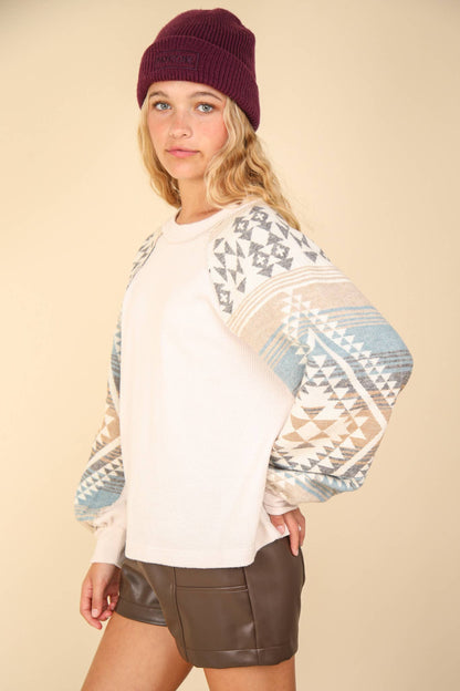 Montrouge Southwestern Sleeve Oversized Top