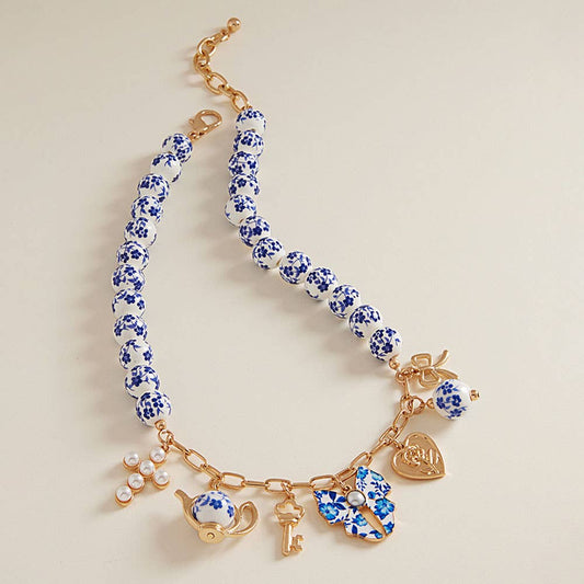 Darya Ceramic Bead Tea Party Charm Necklace