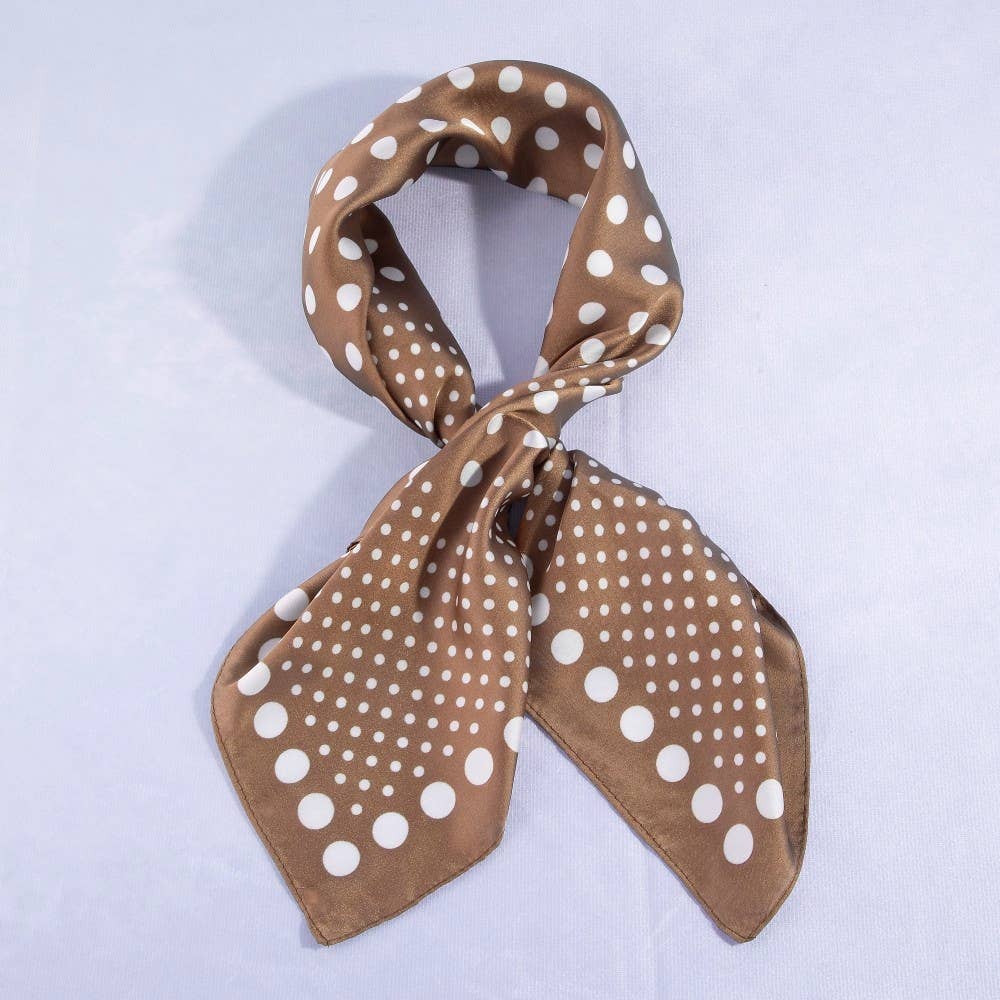 Finch Polka Dot Brown Satin Scarf