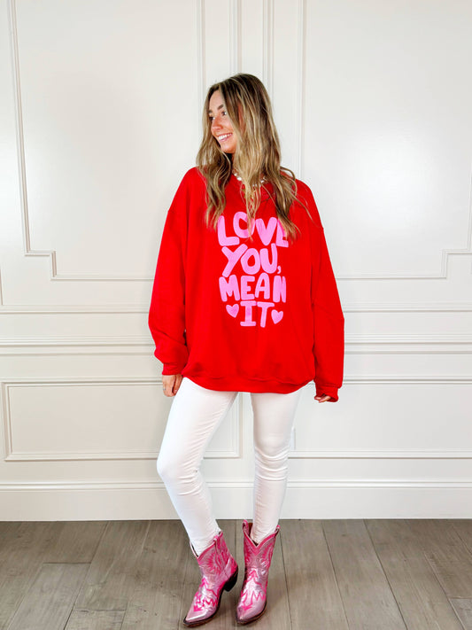 Love You Mean It Puff Ink Sweatshirt