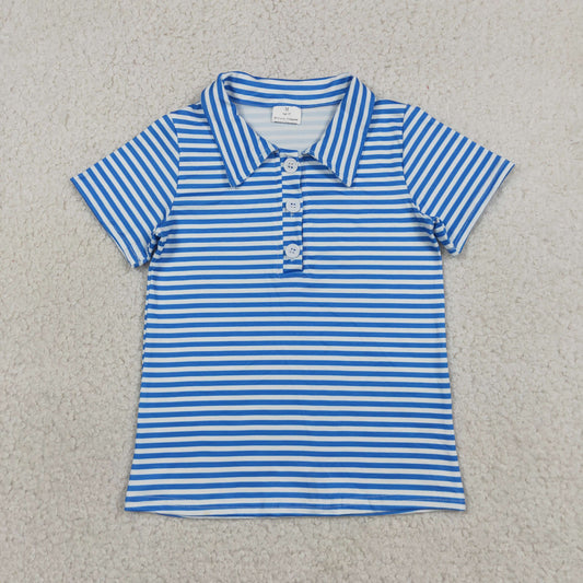Boys Striped Blue Polo