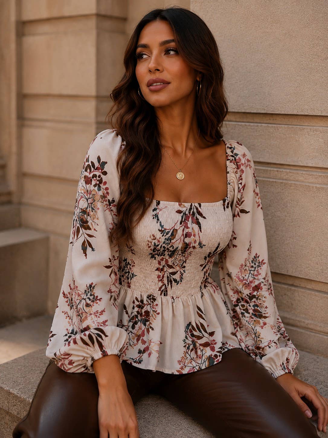 Ella Smocked Peplum Blouse