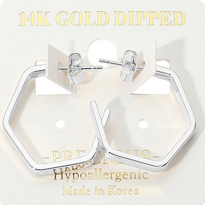 Palmer 14K Gold Dipped Hypoallergenic Hexagon Hoop Earrings