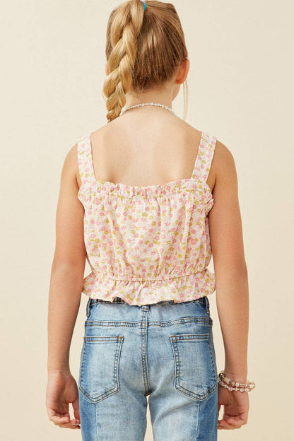 Girls Ruffle Floral Crop Top