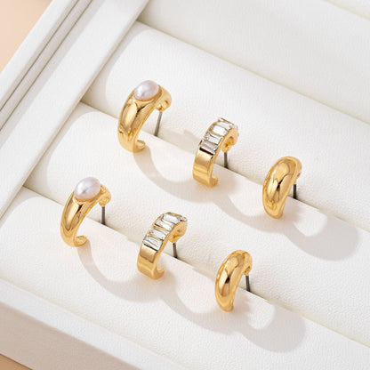 Evangeline Pearl Hoops Set of Earrings