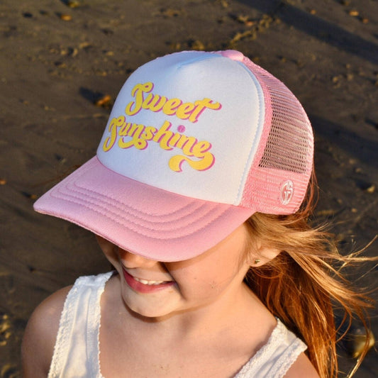 Girls Sweet Sunshine Pink Trucker Hat