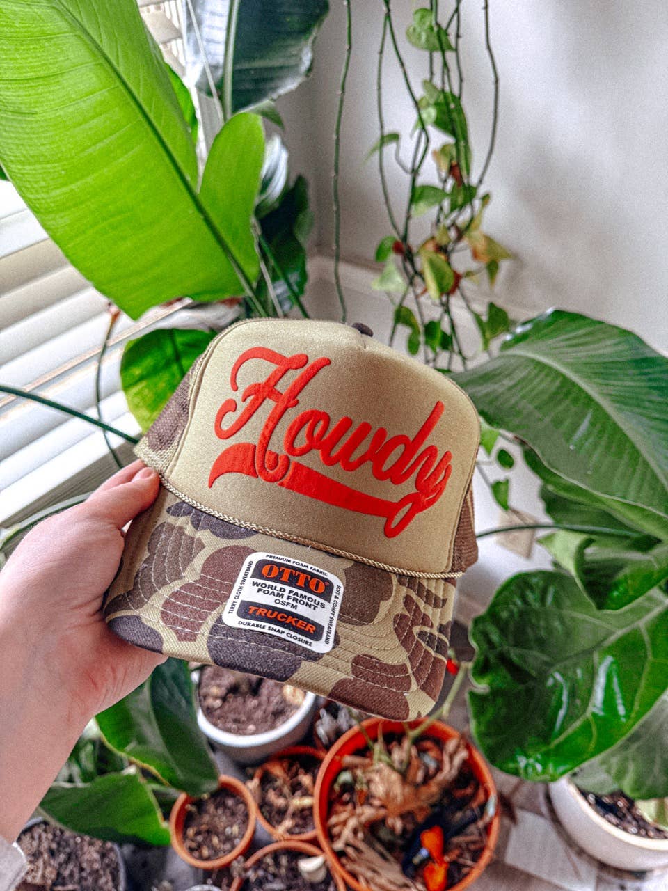 Howdy Camo Green Foam Trucker Hat