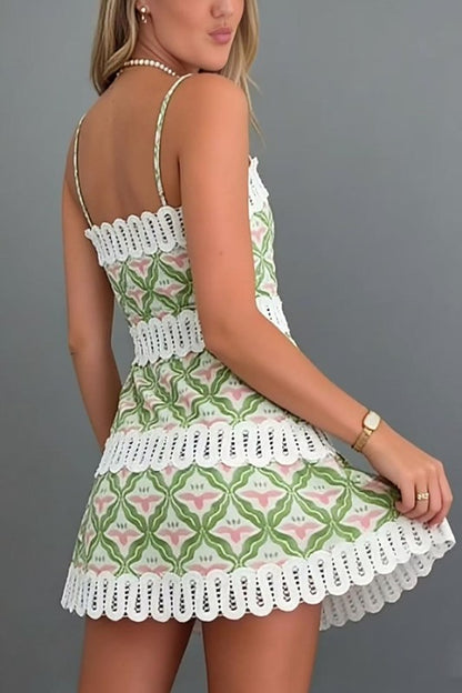 Sunday Spaghetti Strap Mini Green Dress
