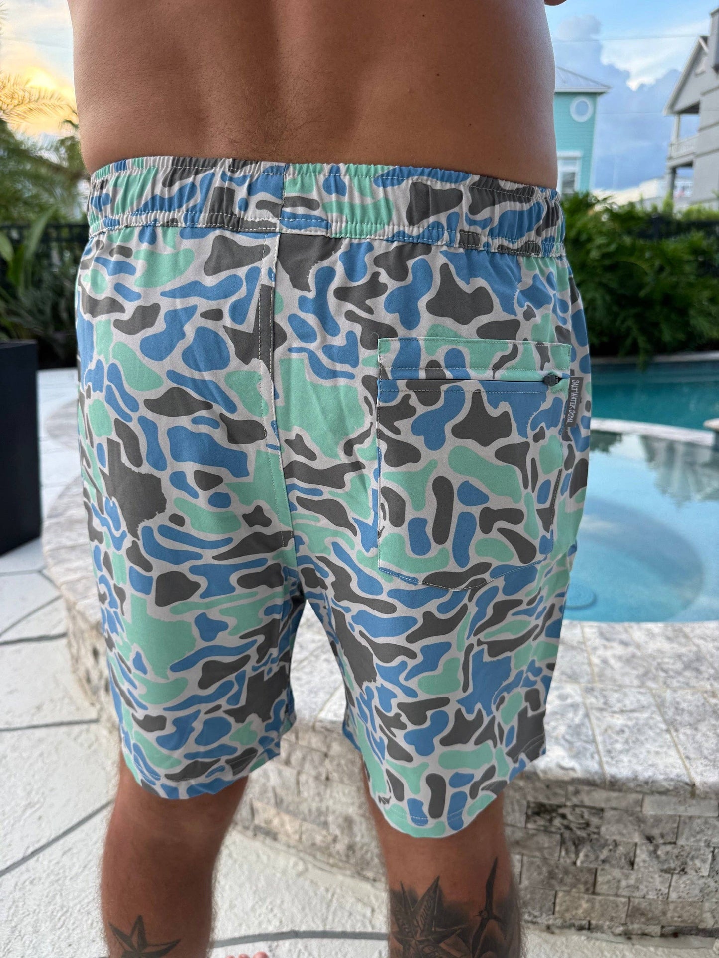 Mens Salt Water Soul TX Coastal Camo Athletic Shorts
