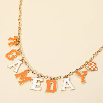 Game Day Orange Letter Charm Necklace
