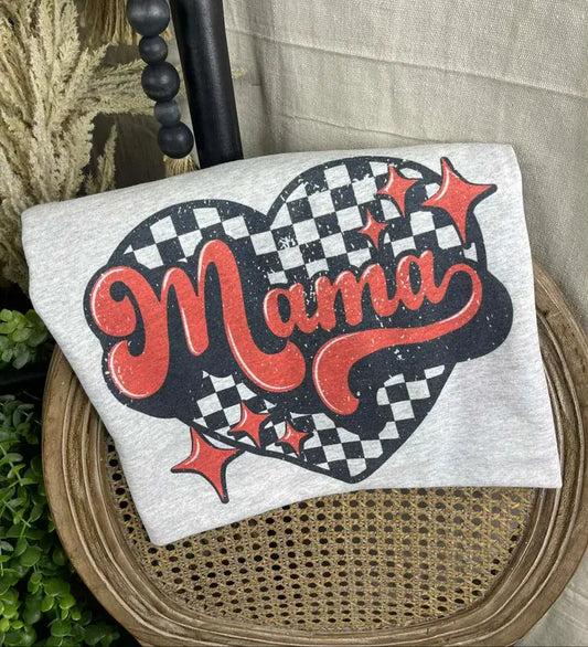 Checkered Heart Mama Tee
