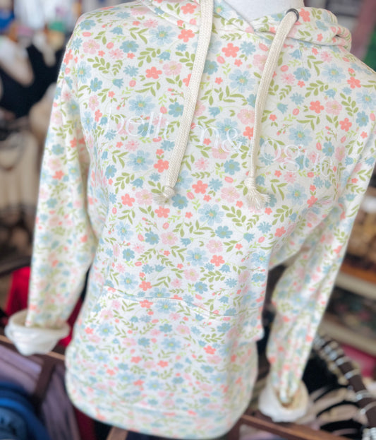 Adult Simple Logo Floral Hoodie