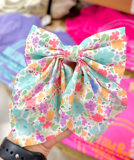 Girls Floral Alligator Clip Bow