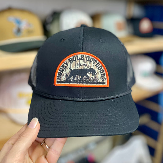 Mens Honey Hole Dog Rise Rope Trucker Hat