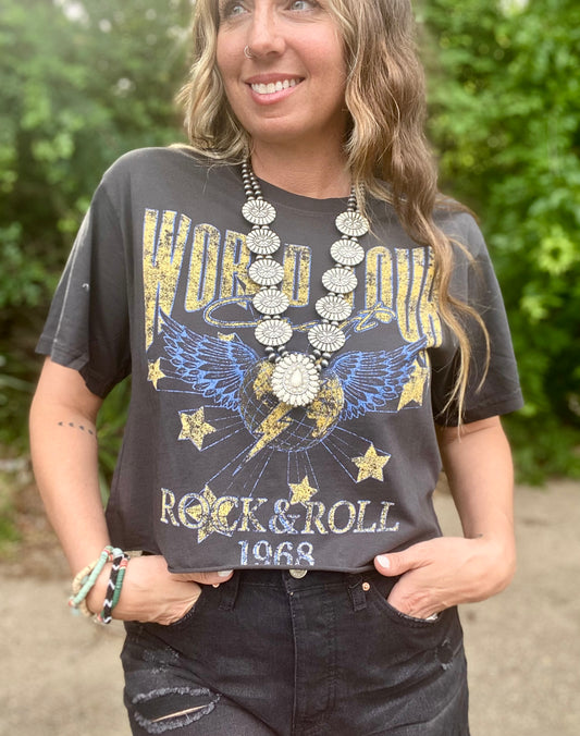 World Tour Rock N Roll 1968 Cropped Tee