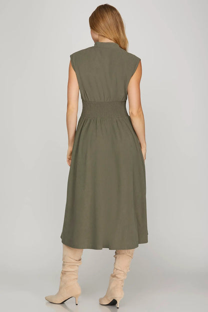 Perry Corduroy Zip Olive Dress