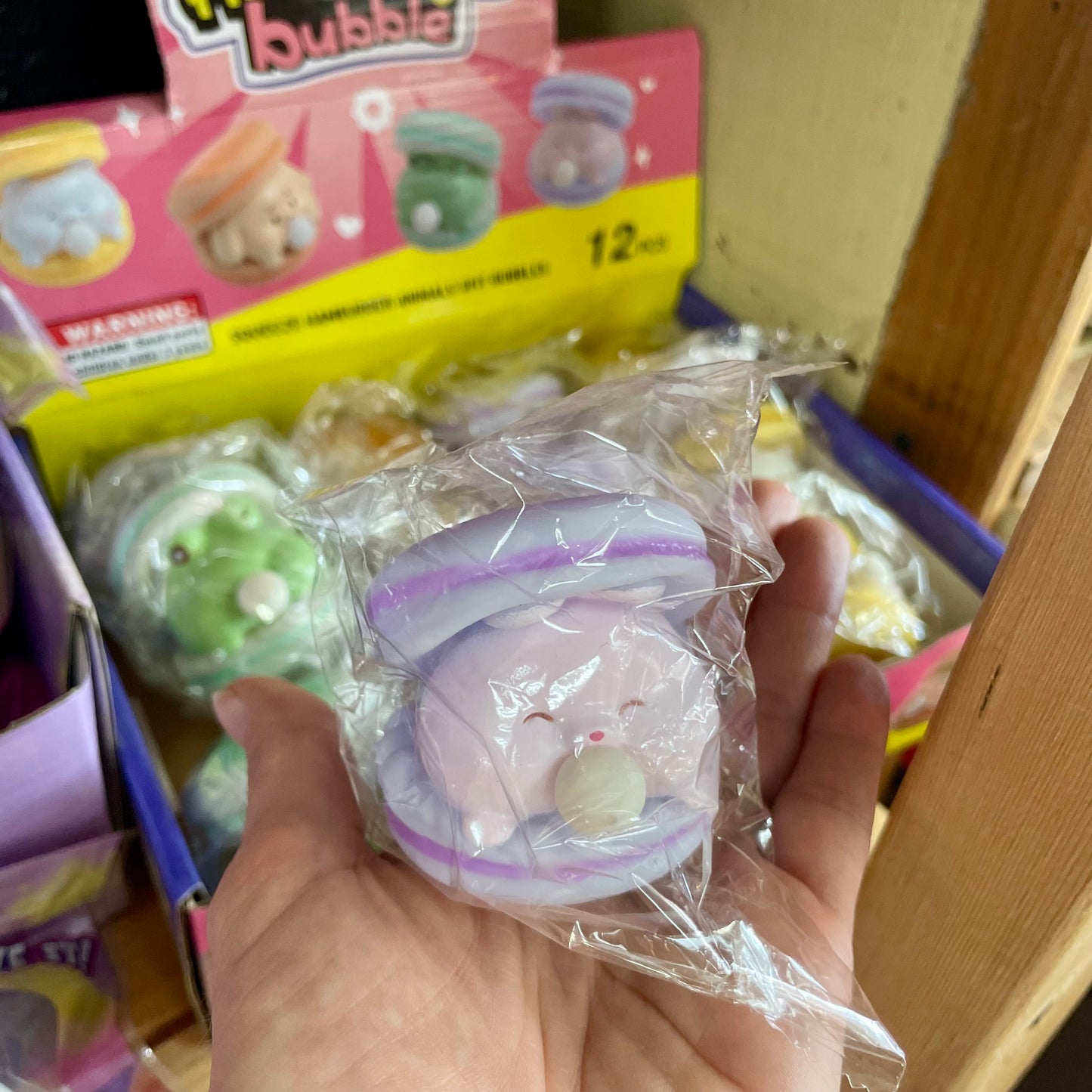Squishy Macaroon Blowing Bubble Toy