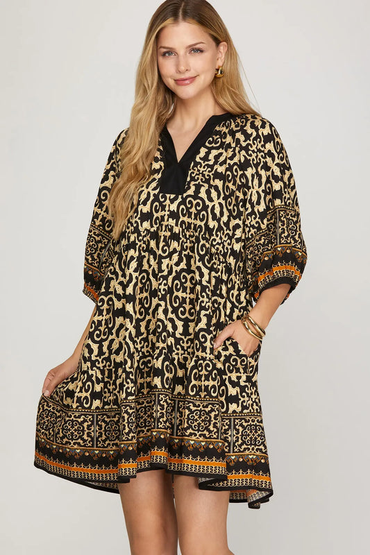 Pomona Boho Black Dress