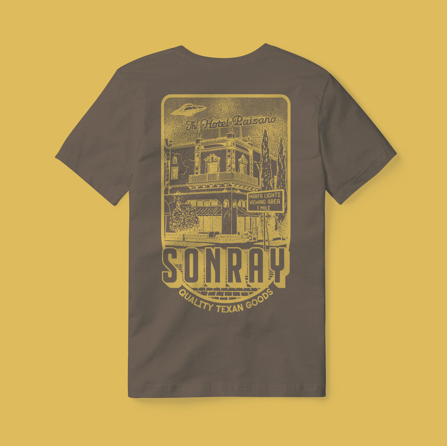 Adult SonRay Marfa Hotel Brown Tee