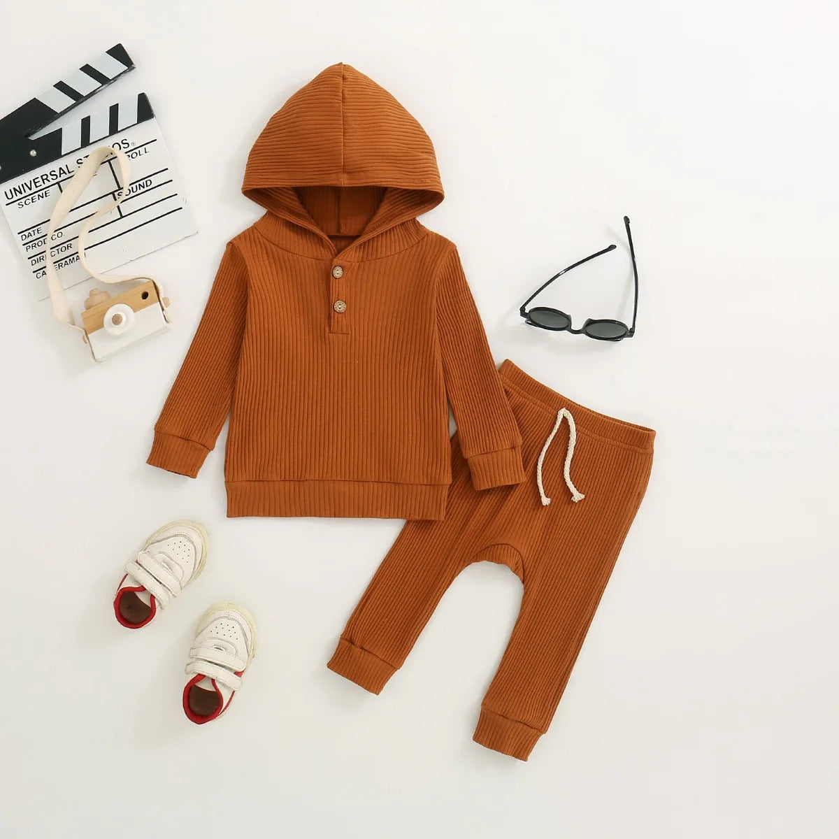 Baby Boys Ribbed Hoodie Set