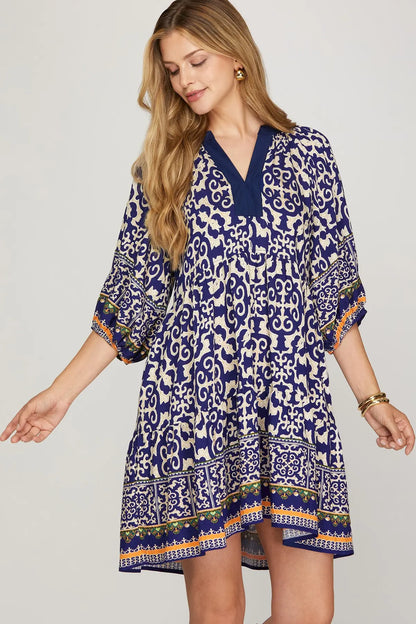 Pomona Boho Navy Dress