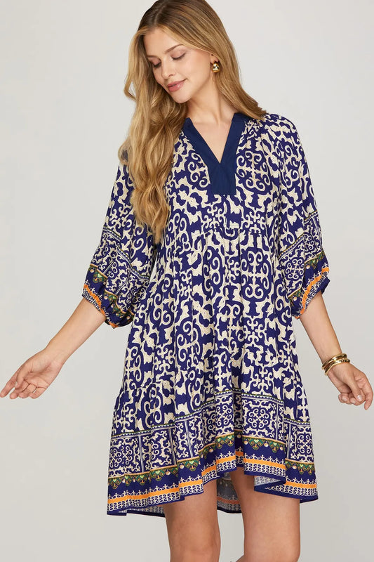Pomona Boho Navy Dress