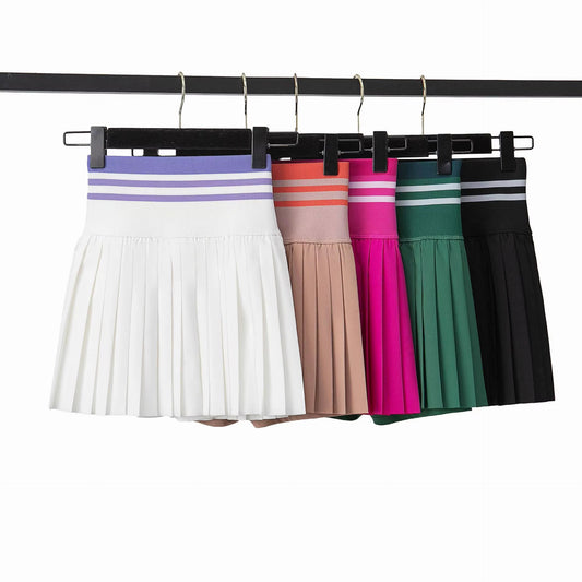 Striped Pleated Athletic Skirt