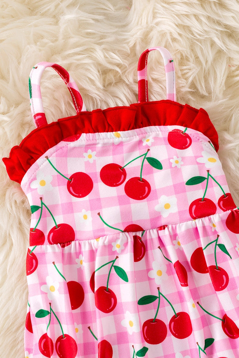Baby Girls Cherry Gingham Romper