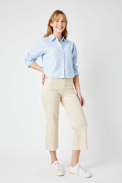 Bone Judy Blue Cropped Wide Leg Jeans