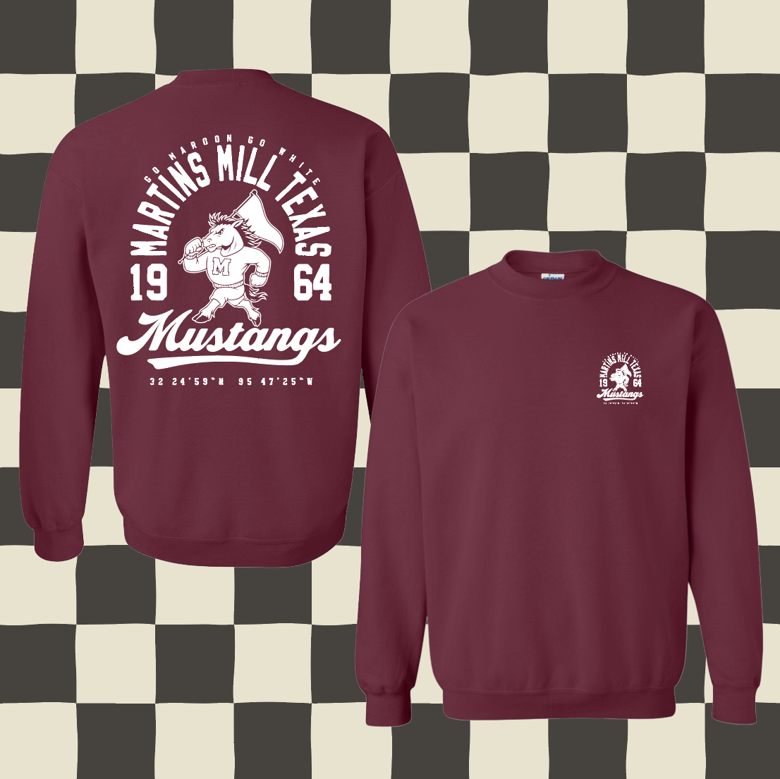 Arch Crewneck Sweatshirt Martins Mill Mustangs