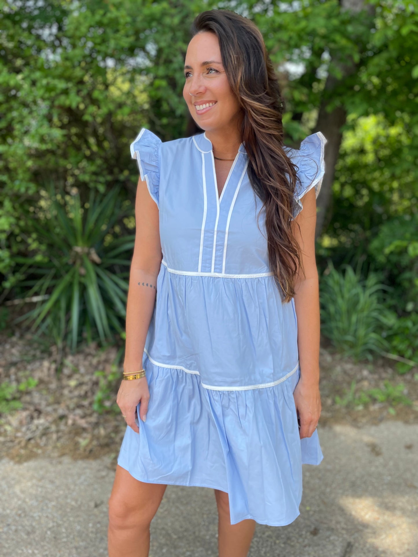 Amory Baby Blue V Neck Dress