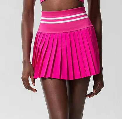 Striped Pleated Athletic Skirt