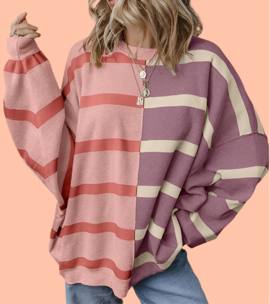 Lampasas Purple & Pink Striped Sweater