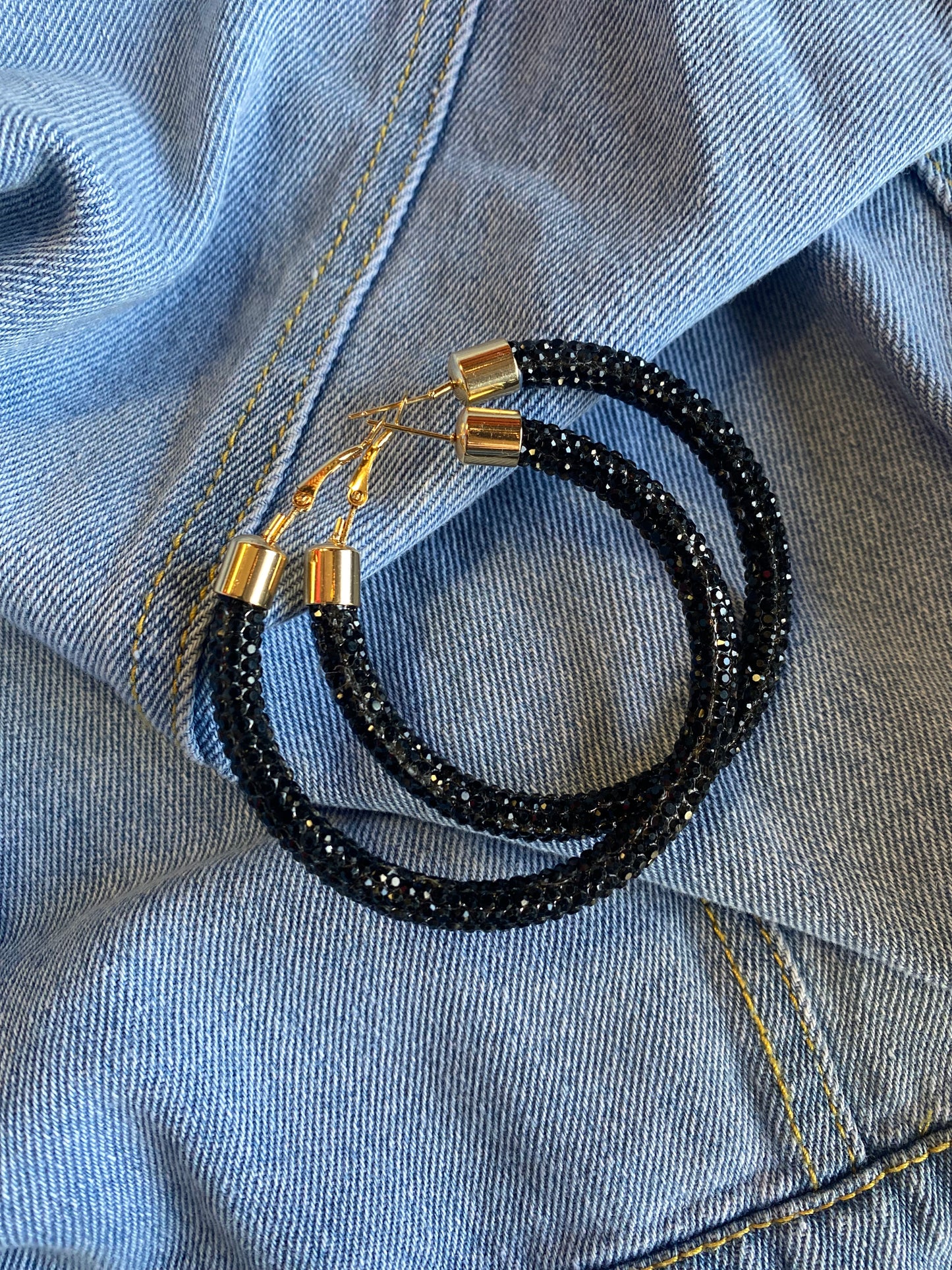 Roswell Black Crystal Hoops