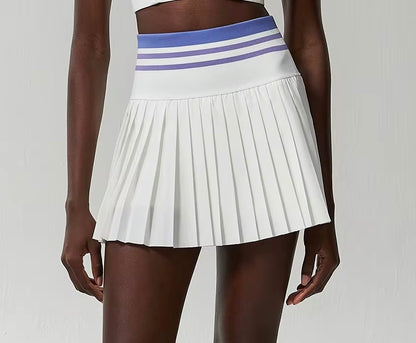 Striped Pleated Athletic Skirt