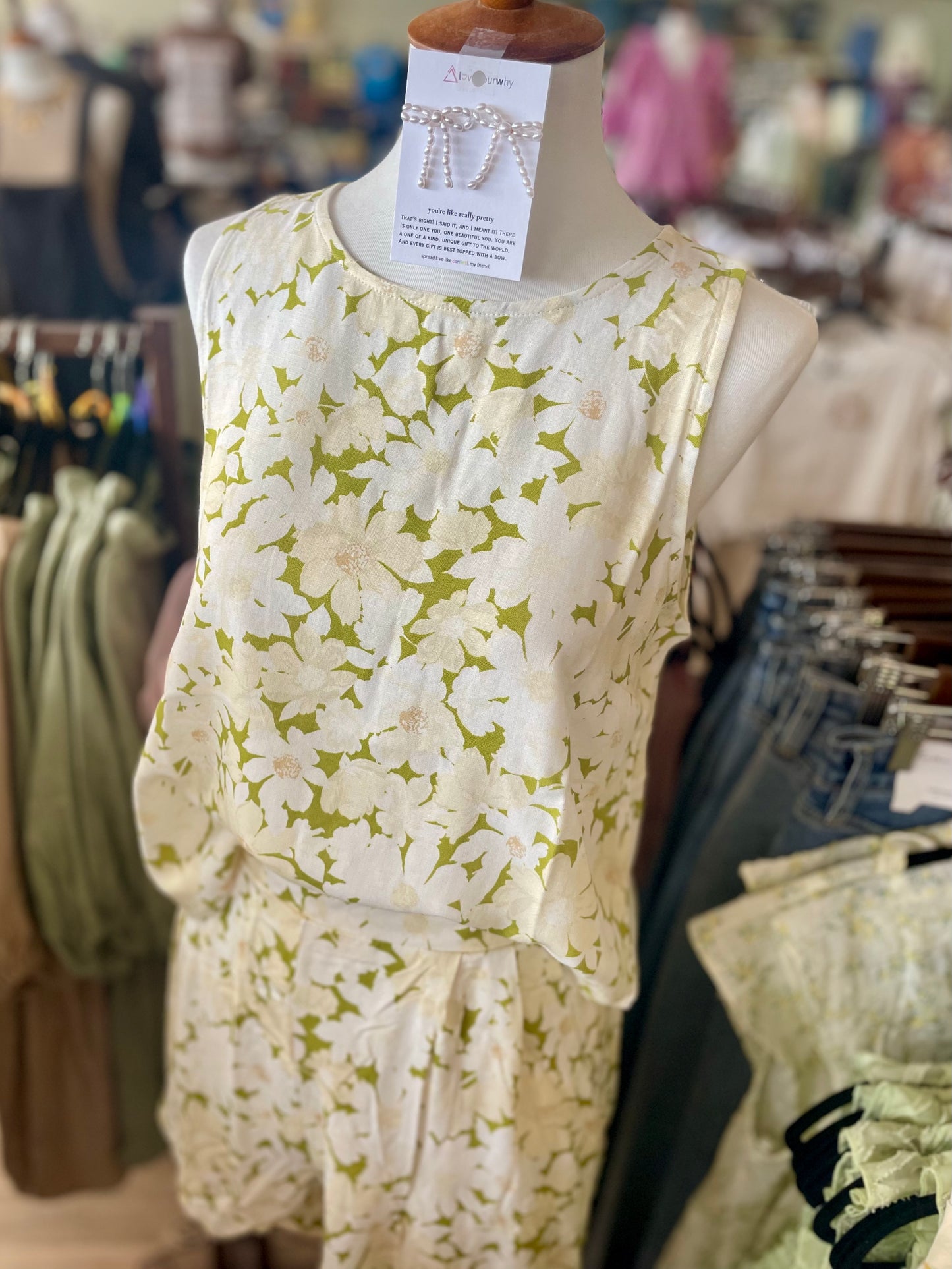 Daisy Floral Linen Yellow Set