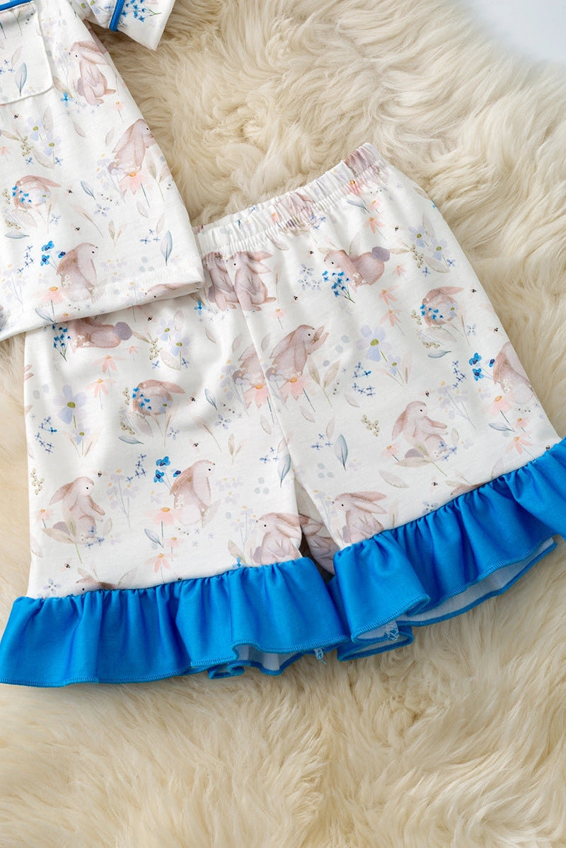 Girls Bunny Ruffle Pajama Short Set