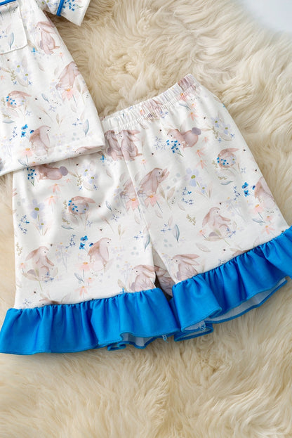 Girls Bunny Ruffle Pajama Short Set