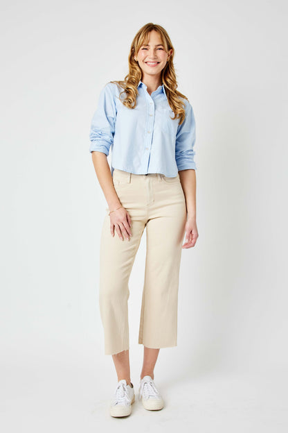 Bone Judy Blue Cropped Wide Leg Jeans