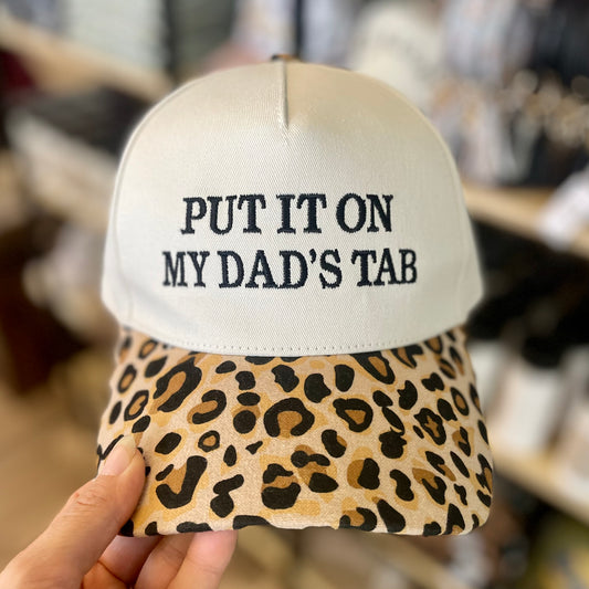 Put It On My Dad's Tab Embroidered Leopard Hat
