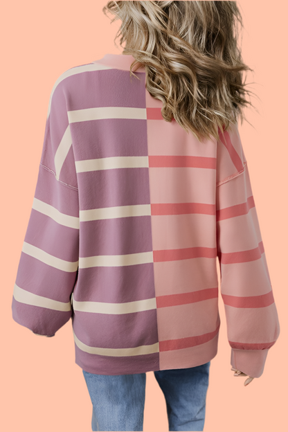 Lampasas Purple & Pink Striped Sweater