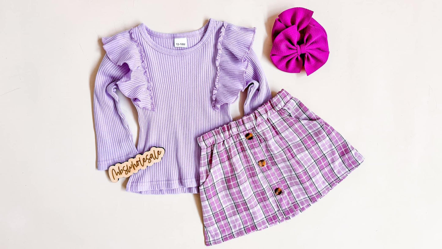 Baby & Toddler Girls Purple Plaid Skirt Set